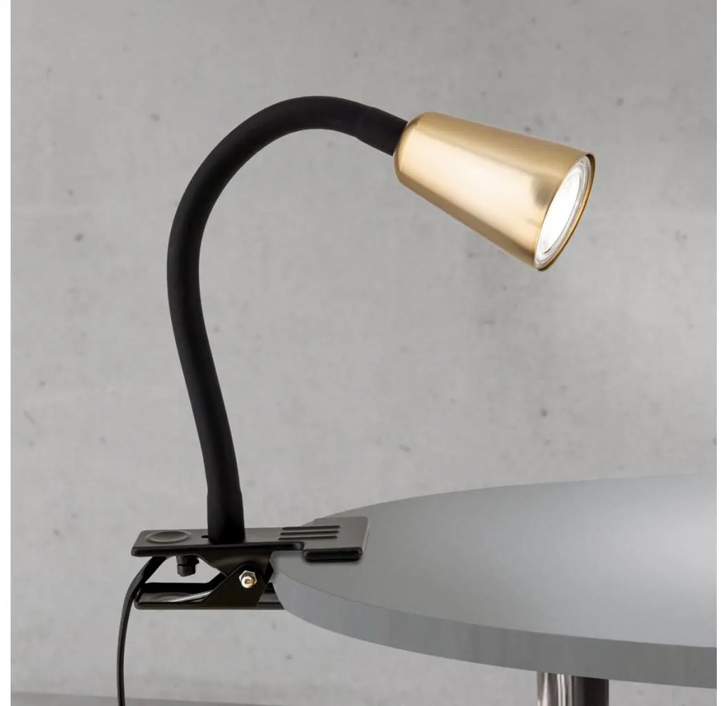 Orion - Elastyczna lampa biurkowa z klipsem DOTTY 1xGU10/10W/230V mosiądz/czarny