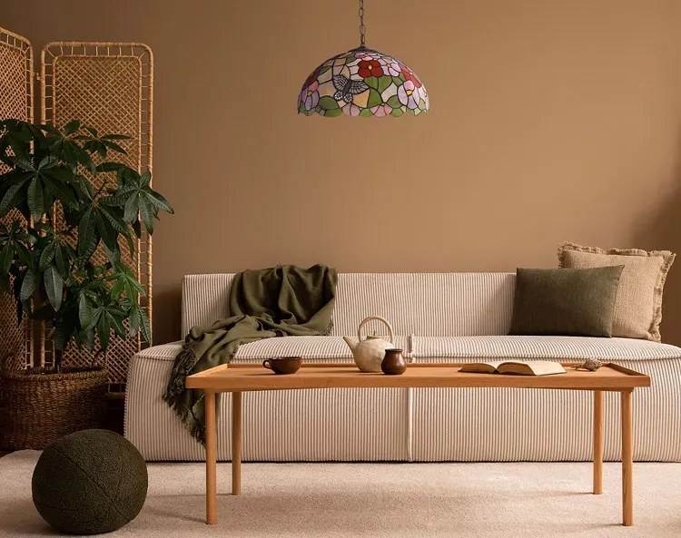 Kolorowa witrażowa lampa wisząca w kwiaty - 5X A663 W8-G47