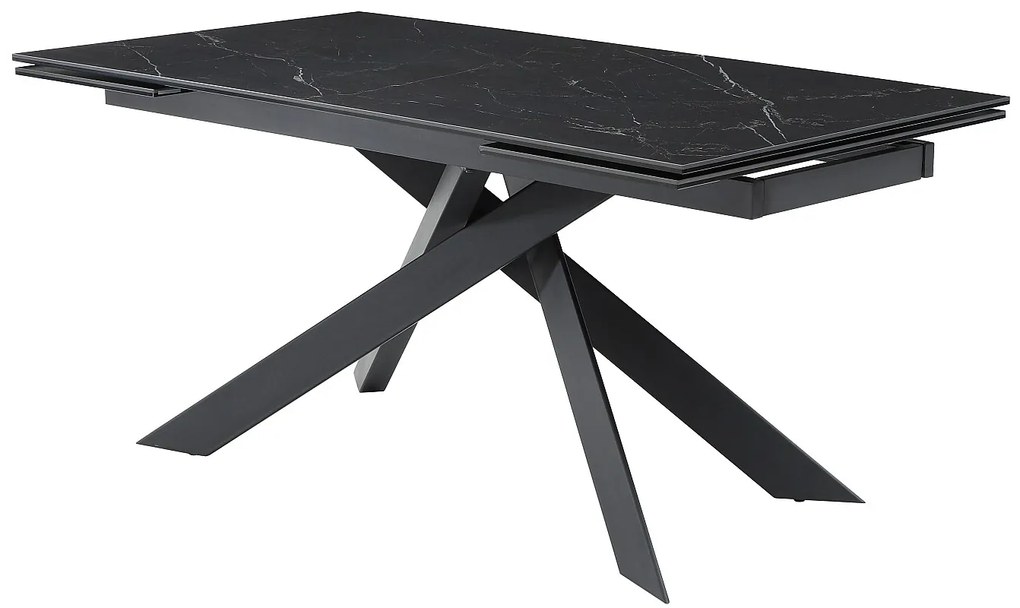 Stół do jadalni rozkładany dla 6 do 10 osób z ceramiki, szkła hartowanego i metalu - Efekt czarnego marmuru - COREMA Pascala Morabito