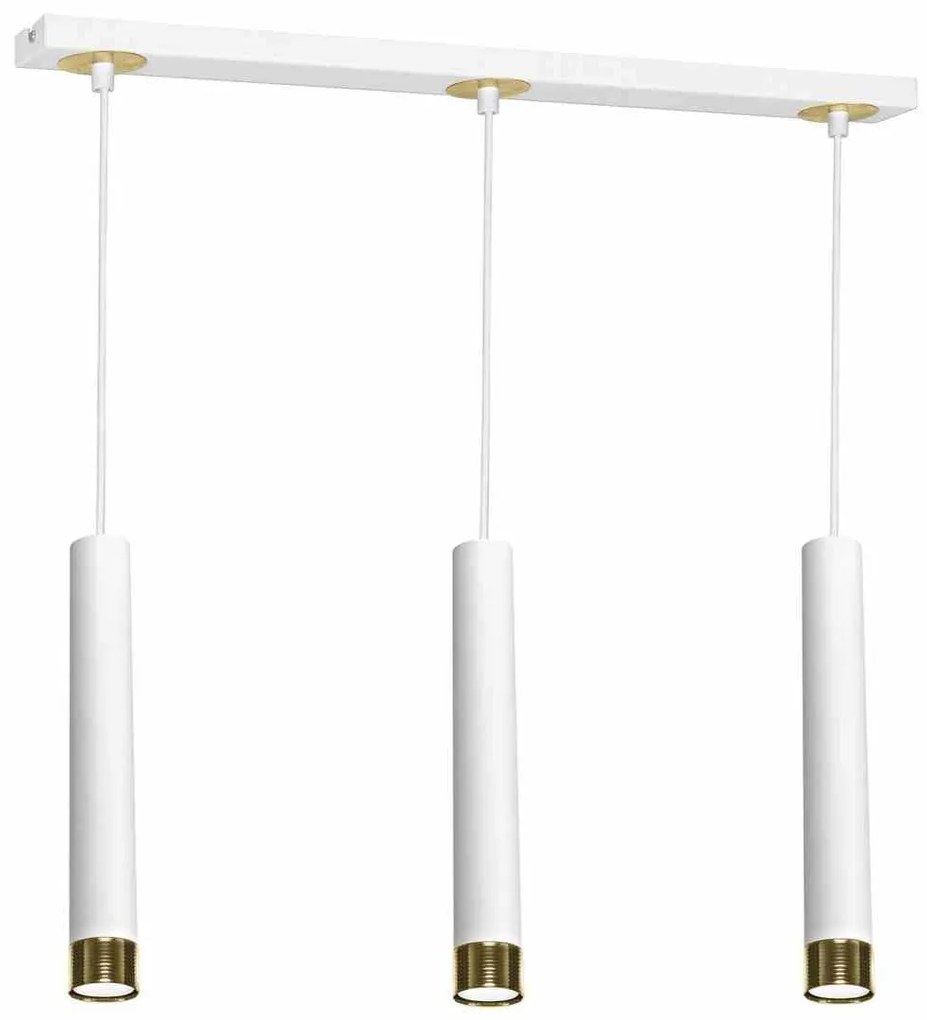 Lampa wisząca, potrójna, biała, złota, nad wyspę, stół DANI WHITE/GOLD 3xGU10