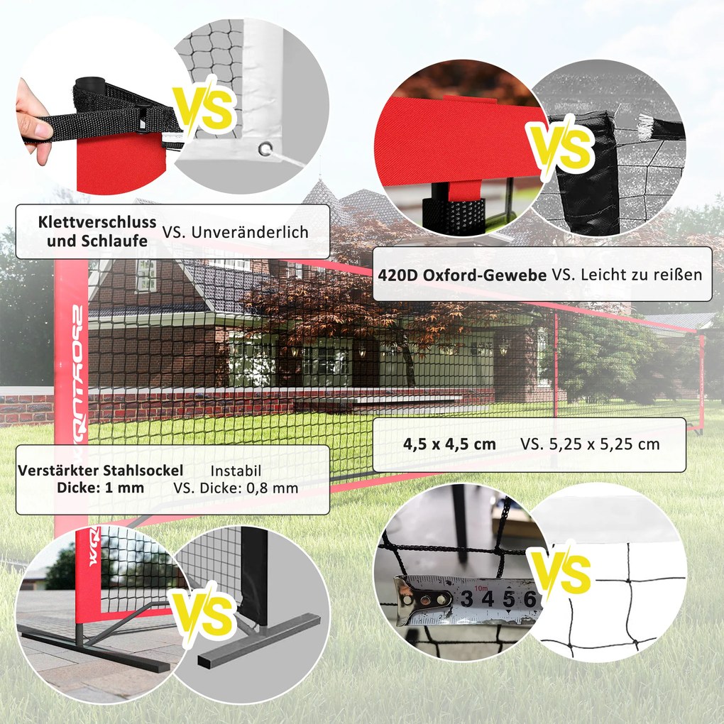 Zestaw do pickleballa SPORTNOW z siatką, stojakiem, piłkami, stalą, plastikiem, Czerwony