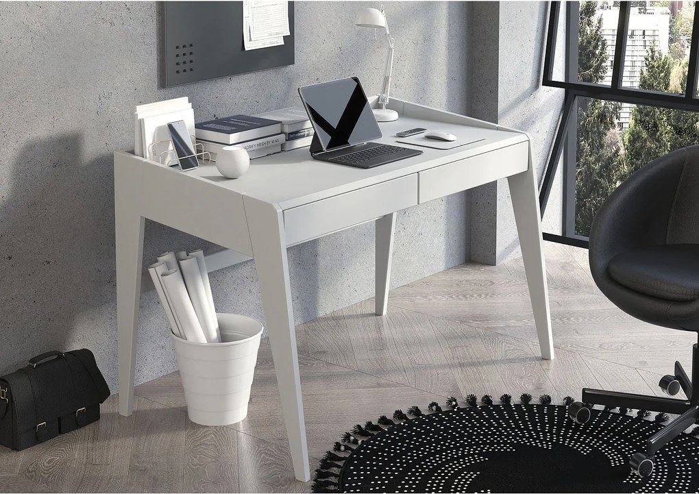 Drewniane bukowe biurko z szufladami Visby LISA /jasny szary