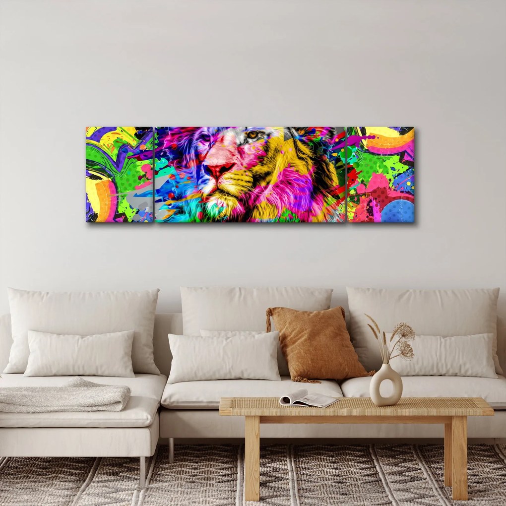 Obraz - obraz 3D lwa (170x50 cm)