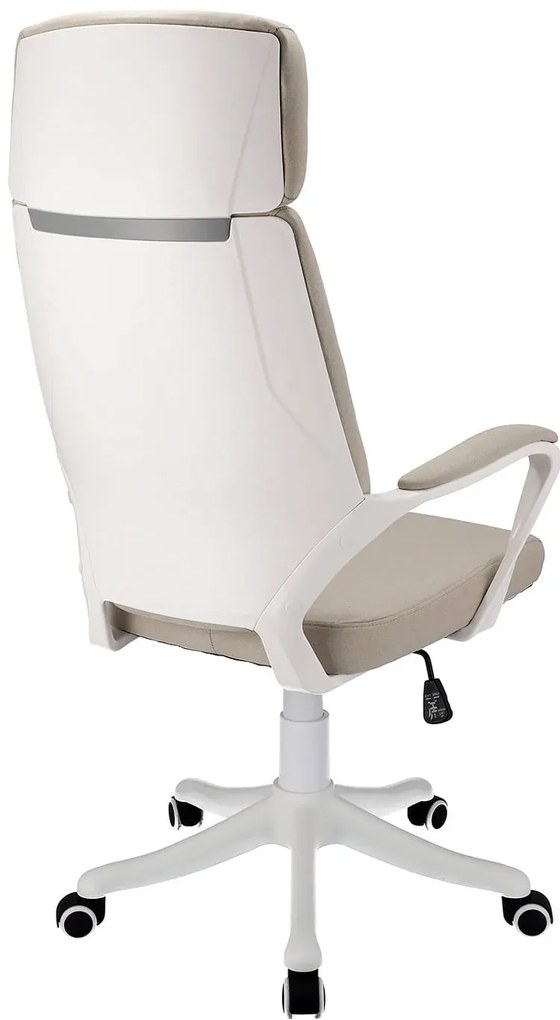 Beżowy ergonomiczny fotel biurowy z zagłówkiem do komputera - Dawo
