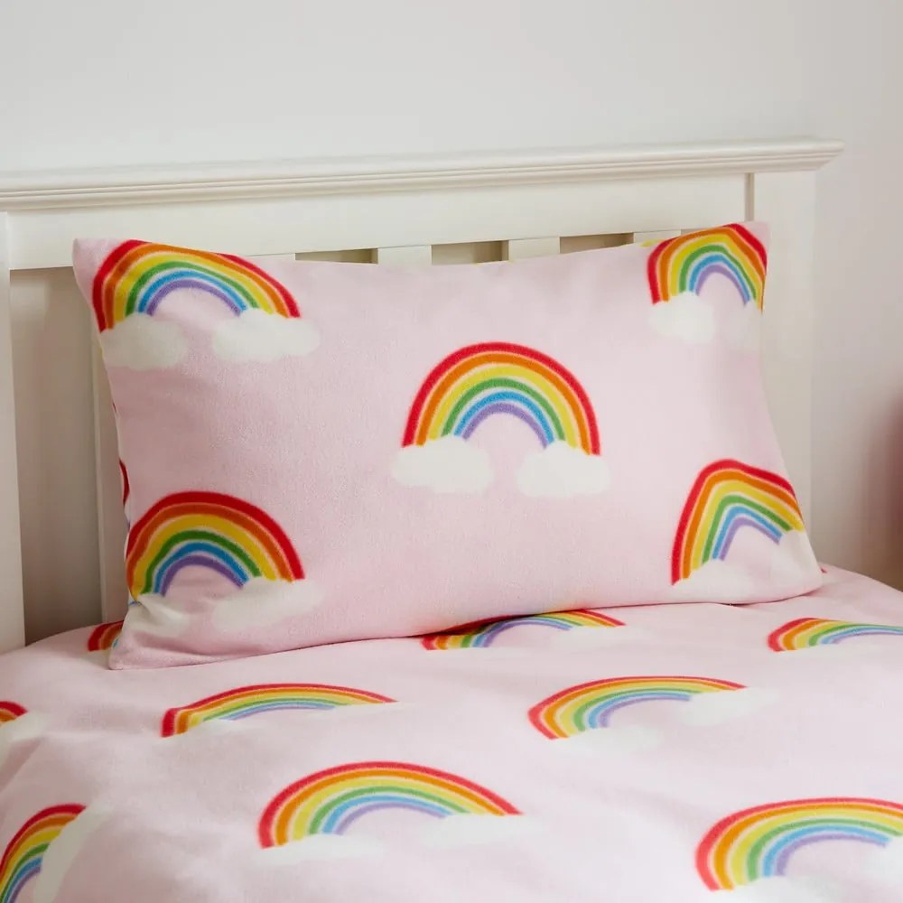 Flanelowa pościel dziecięca jednoosobowa 135x200 cm Rainbow Hearts – Catherine Lansfield