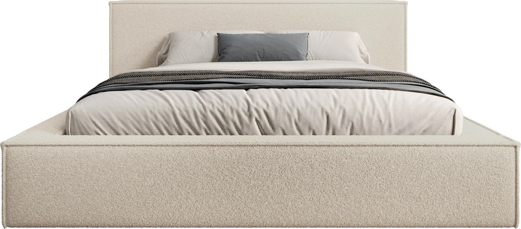 Łóżko tapicerowane Nirello 160x200 z pojemnikiem - beżowa bukla Quelle 03