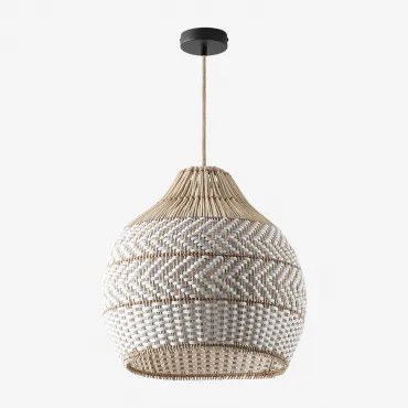 Lampa Sufitowa Z Plecionego Rattanu Llaury Miel - Czarna & Ø40 Cm - ↑40 Cm Llaury - Sklum