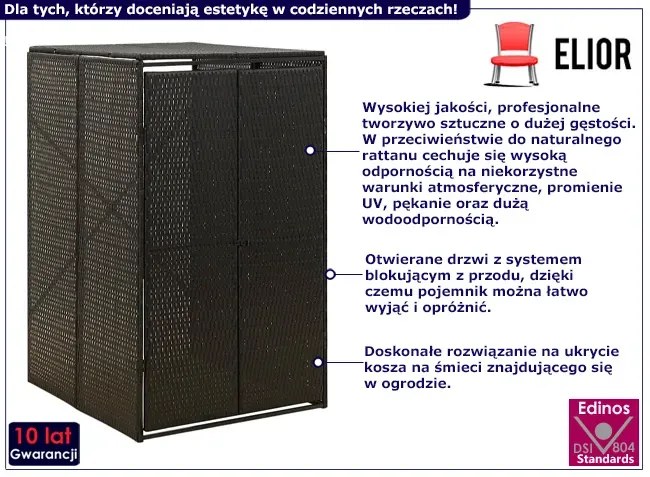 Czarna obudowa na śmietnik ogrodowy S0-R42