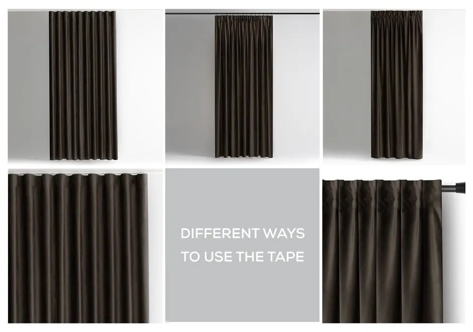 Brązowa aksamitna zasłona częściowo zaciemniająca (dimout) 140x245 cm Pleat – Restilo