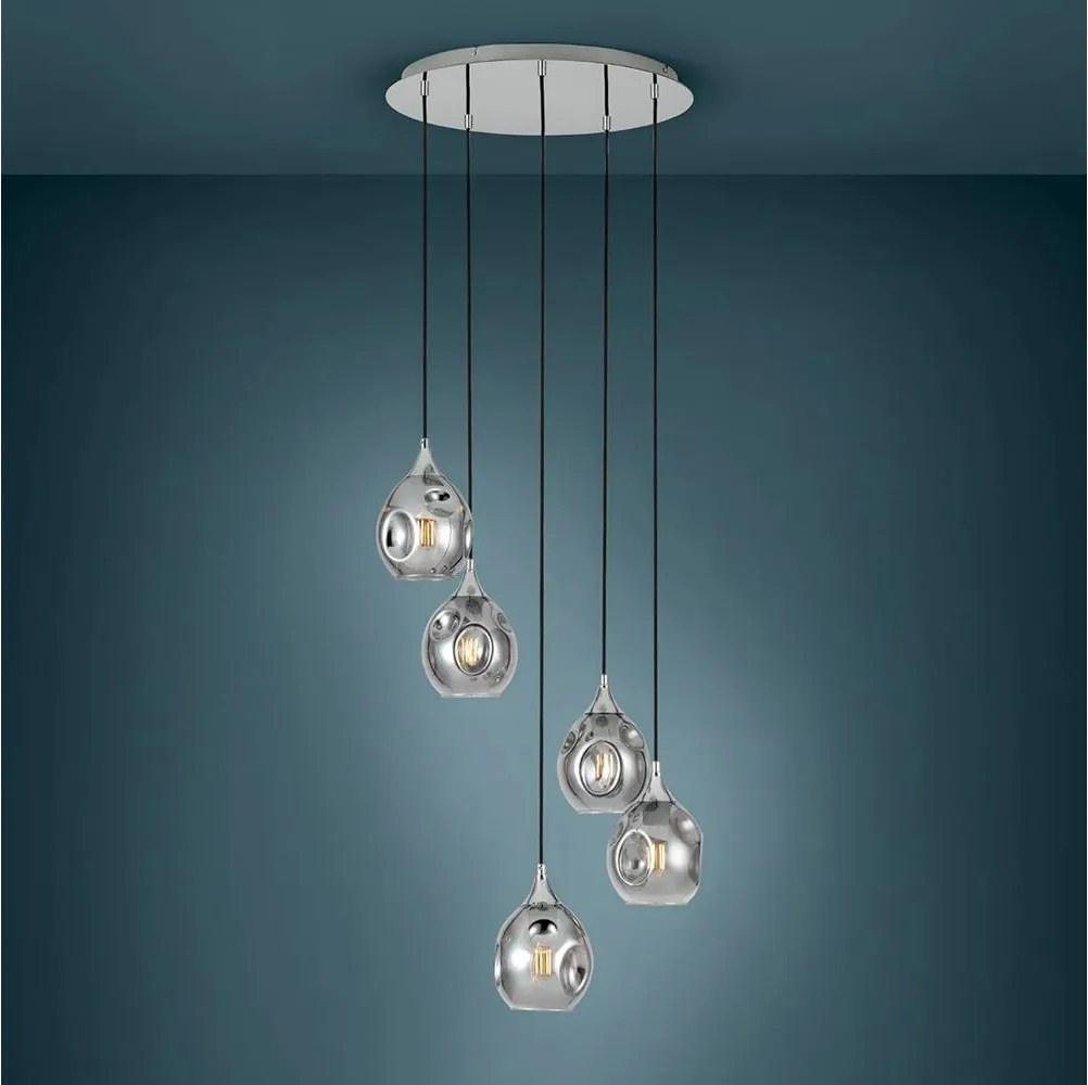 Eglo 39682 - Lampa wisząca na linkach BREGALLA 5xE27/40W/230V czarna/przydymiona