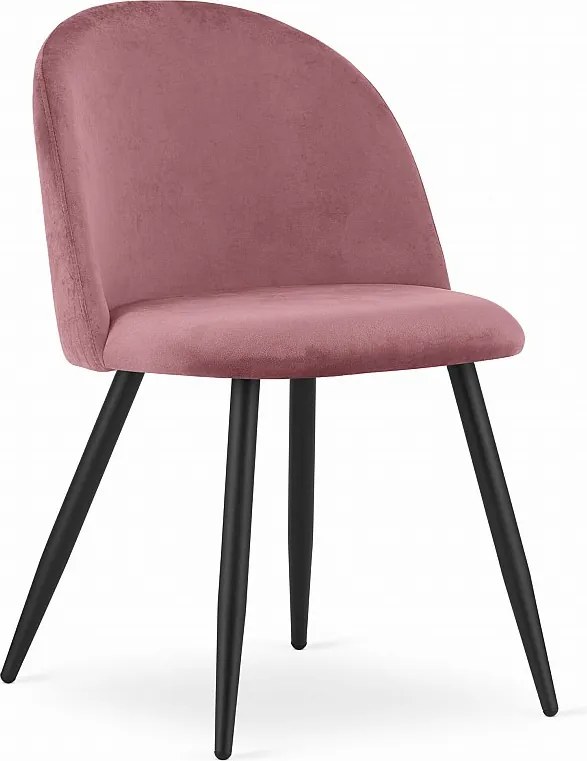 Krzesło Valora BELLO w kolorze ciemnoróżowym z czarnymi nogami z aksamitu