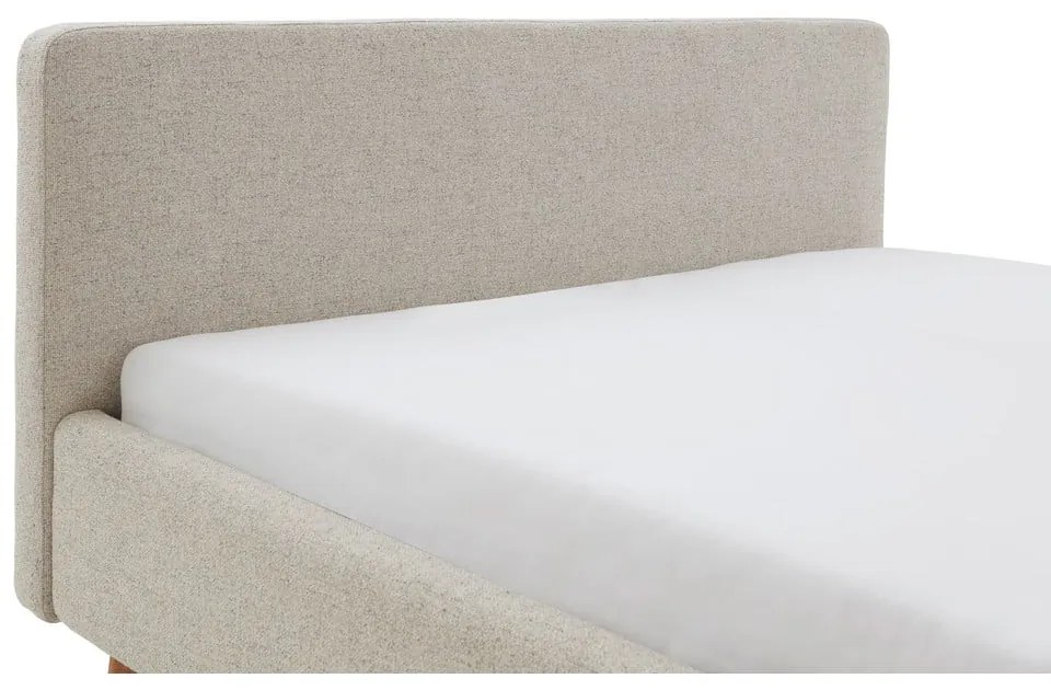 Szare/beżowe tapicerowane łóżko dwuosobowe ze schowkiem ze stelażem 180x200 cm Mattis – Meise Möbel