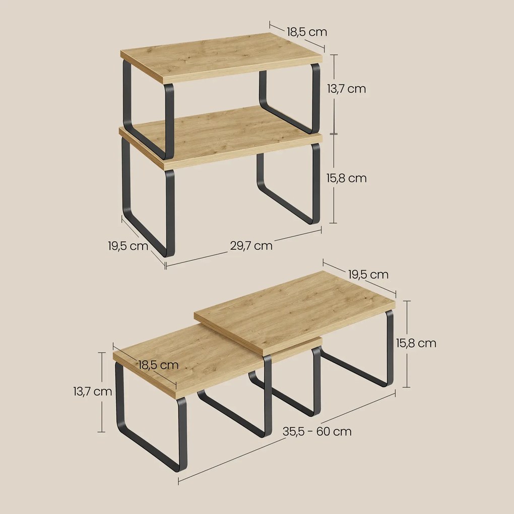 Zestaw 2 skandynawskich półek kuchennych dąb artisan T3-H58