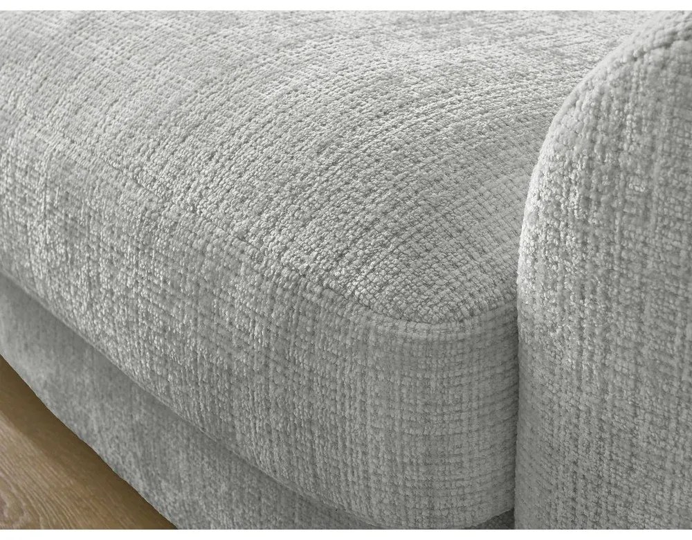 Jasnoszary narożnik z tkaniny szenilowej (lewostronny/z szezlongiem) Leonore – Bobochic Paris