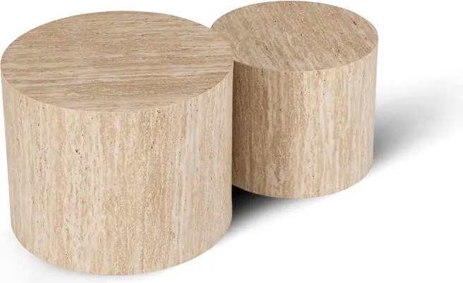 Zestaw Stolików Kawowych LEILA 38 cm/48 cm Trawertyn Nowoczesny