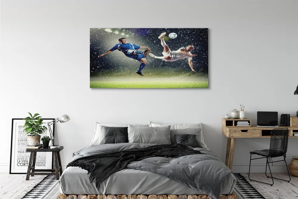 Obraz drukowany na płótnie Futbol W Strugach Deszczu