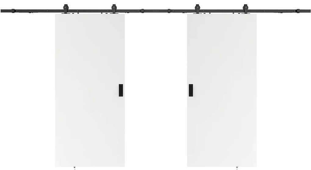 Drzwi przesuwne naścienne podwójne - 2 x wys. 205 x szer. 83 cm - MDF + białe PCV - VARIN II
