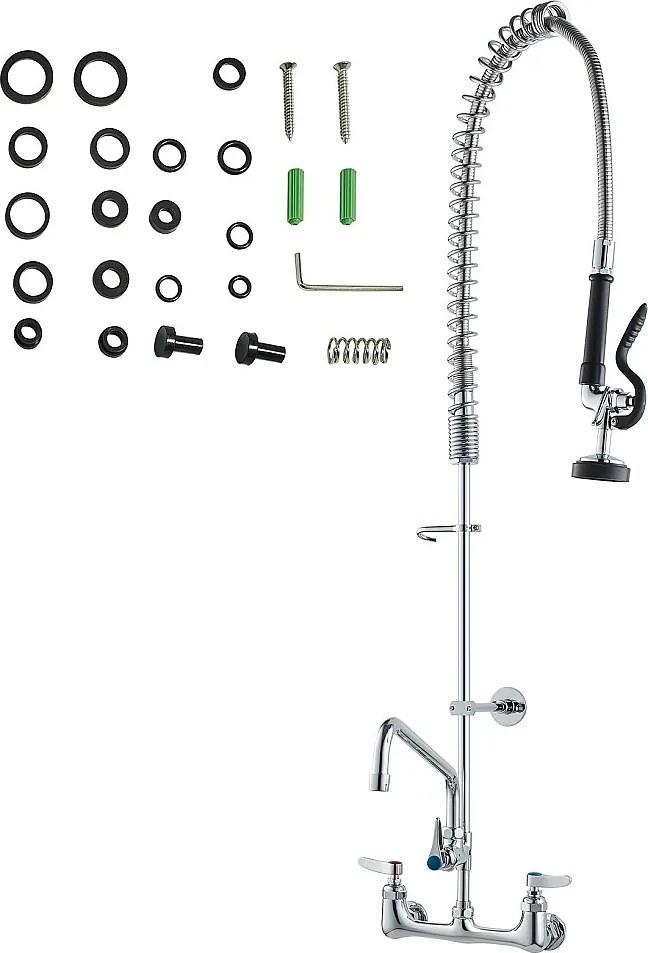 Bateria Kuchenna, SucceBuy Komercyjna Bateria Ścienna - Ze Spryskiwaczem do Płukania, 111.8 cm