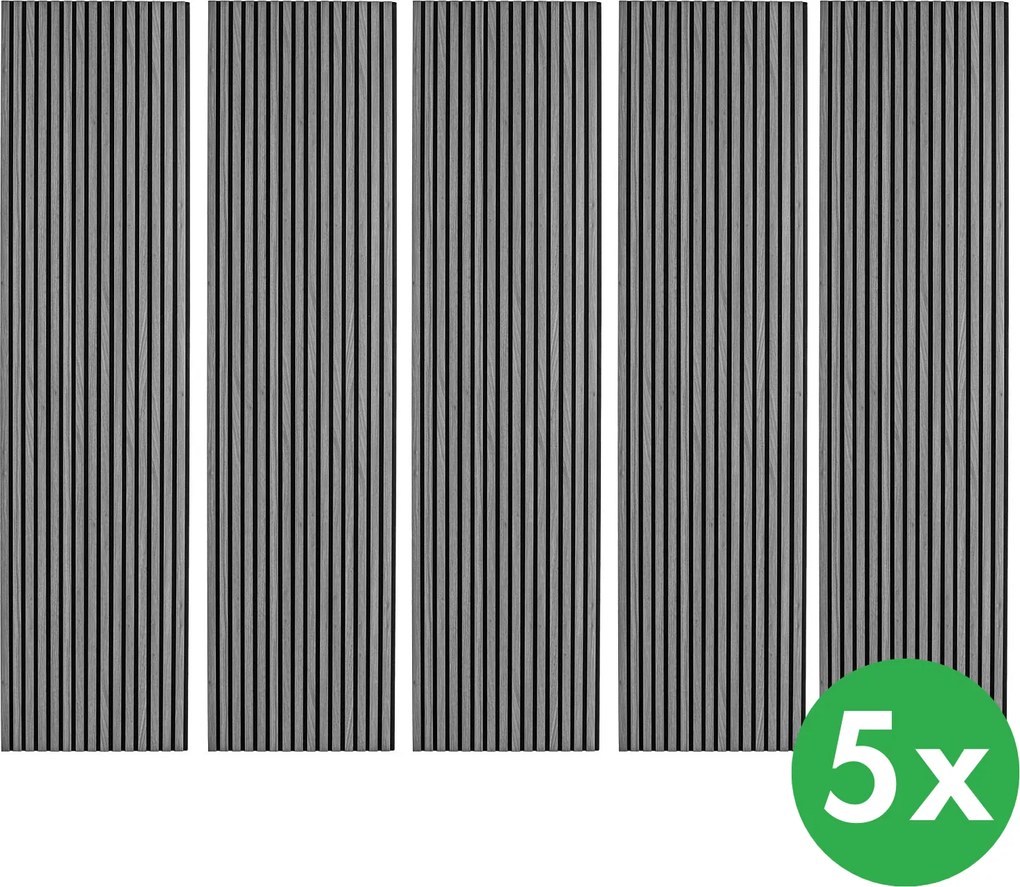 Drewniany panel akustyczny, 2400 x 600 mm, B2BP009, 5 szt, dąb grafitowy