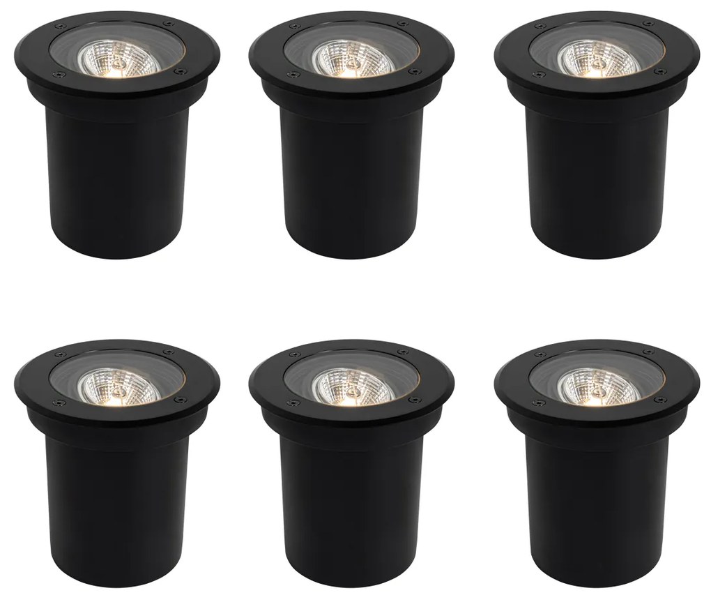 Zewnetrzna Zestaw 6 Nowoczesnych lamp ogrodowych do wkopania czarnych AR70 regulowanych IP65 - Delux Nowoczesny Oswietlenie zewnetrzne