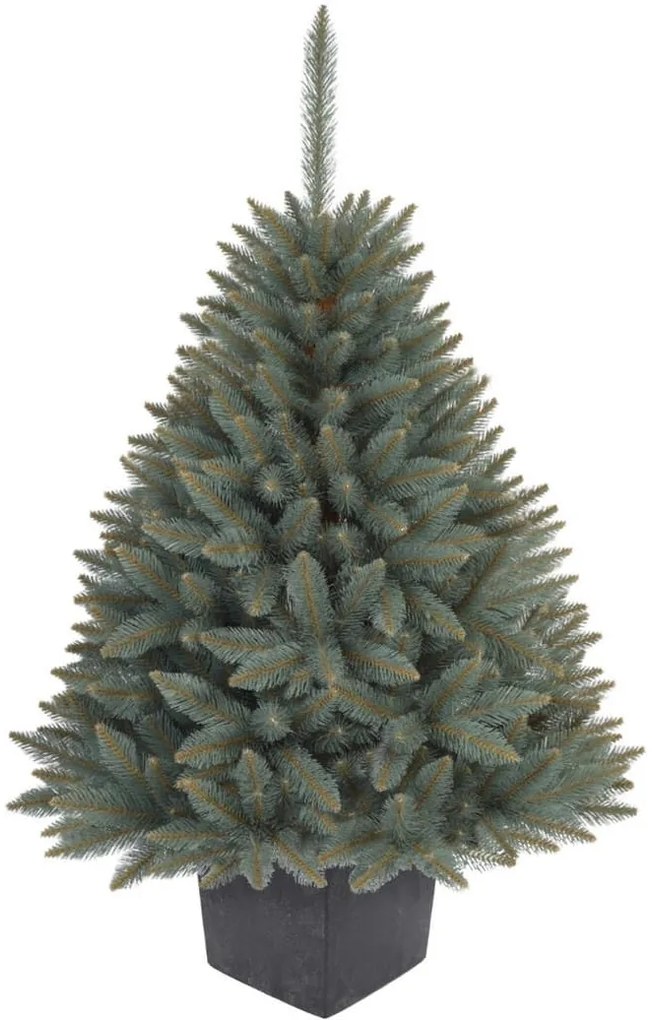 CHOINKA SZTUCZNA W DONICZCE KWADRATOWEJ ŚWIERK SREBRNY 130 CM