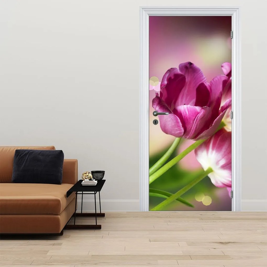 Fototapeta na drzwi - Różowe tulipany (95x205cm)