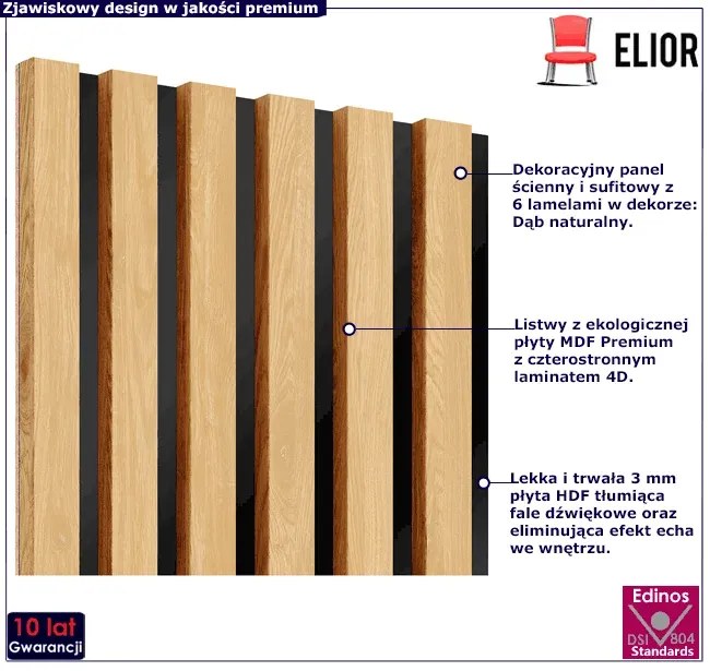 Akustyczne panele lamelowe 2 szt. dąb naturalny A0-G65