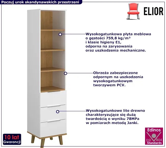 Biały skandynawski regał otwarty - Olenako 7X