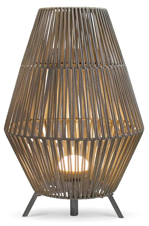 Zewnetrzna Lampa podłogowa taupe z wbudowanym, ściemnialnym LED-em, IP54, ładowalna z pilotem - ContaBoho Oswietlenie zewnetrzne