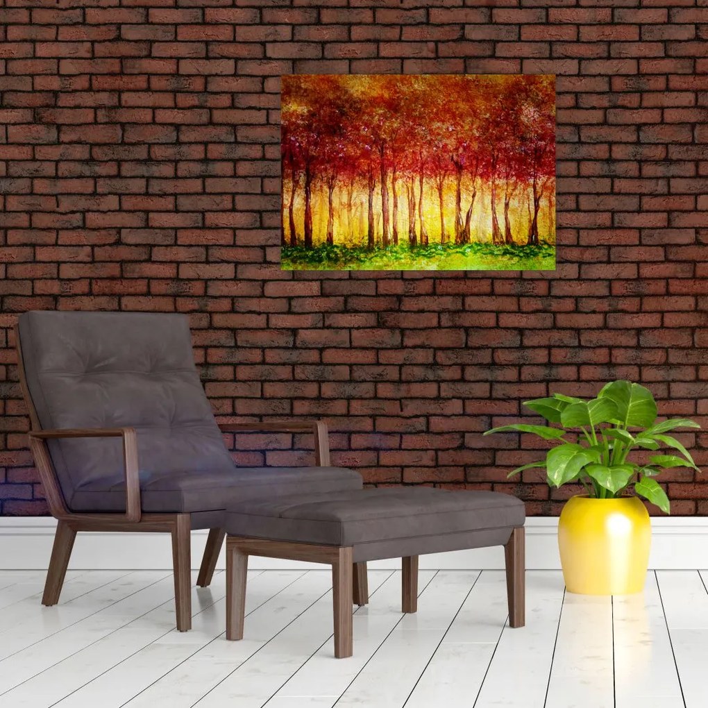 Obraz - Malowanie lasu liściastego (70x50 cm)