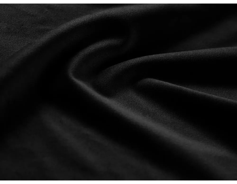 Czarna aksamitna rozkładana sofa ze schowkiem 235 cm Kyoto – Cosmopolitan Design
