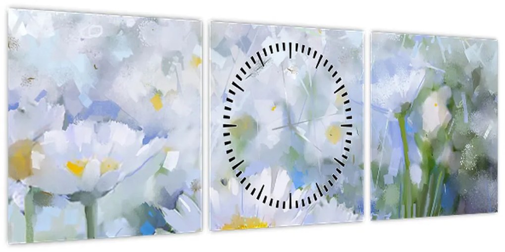 Obraz - W stokrotkach (z zegarem) (90x30 cm)
