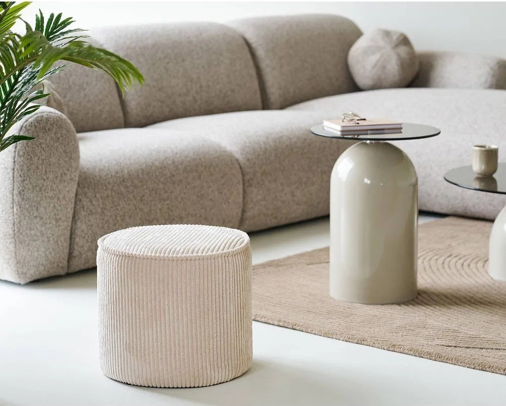 Beżowy sztruksowy puf Taupo – House Nordic