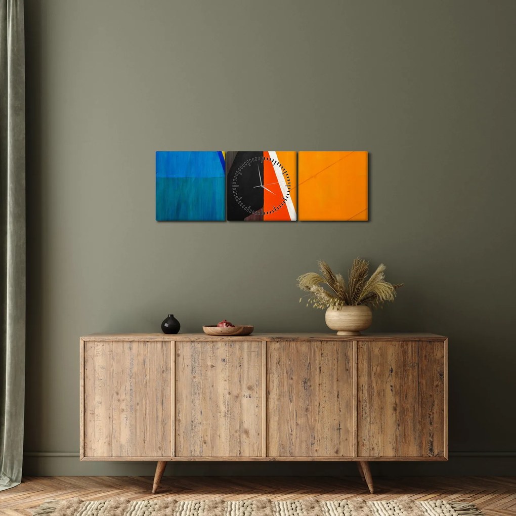 Obraz - Geometria (z zegarem) (90x30 cm)