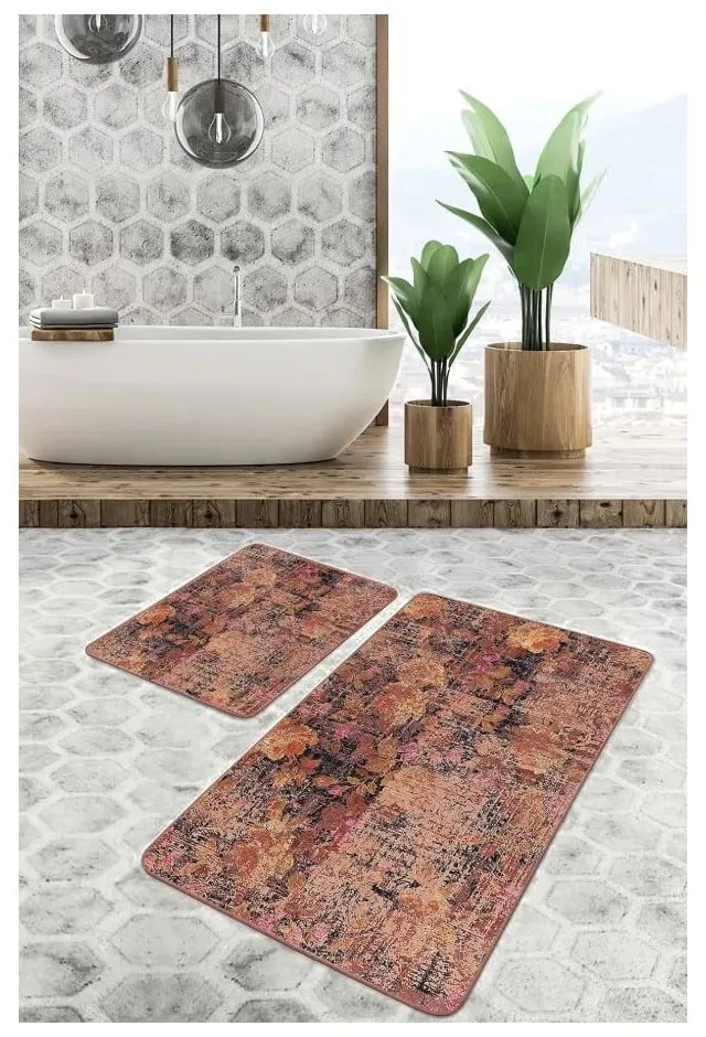 Brązowe aksamitne dywaniki łazienkowe zestaw 2 szt. 60x100 cm – Mila Home