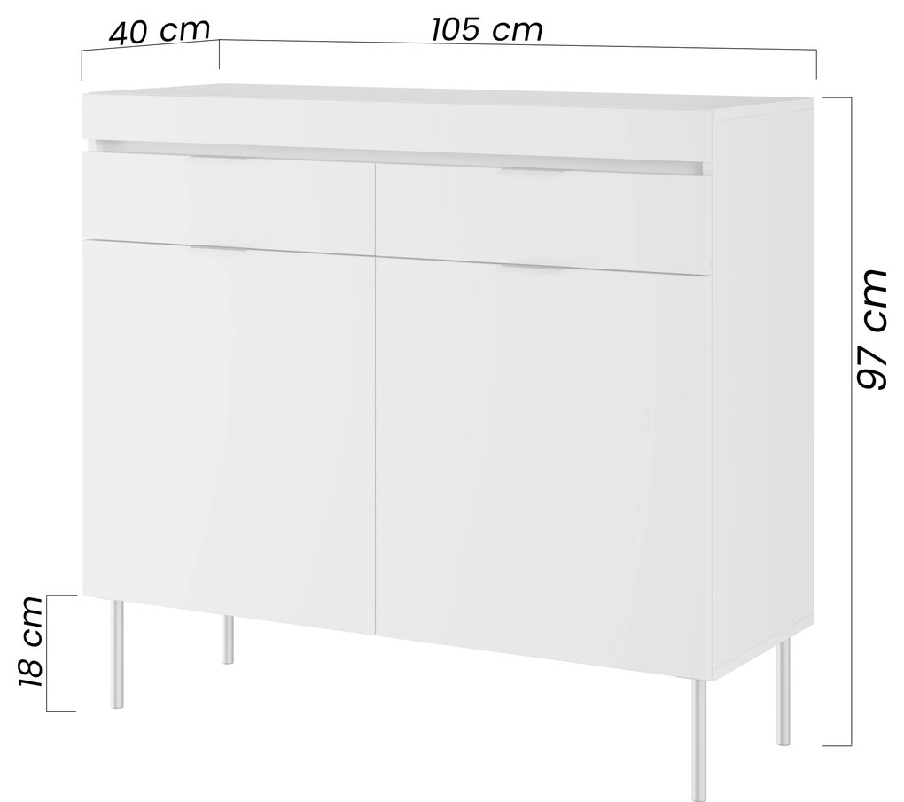 Komoda dwudrzwiowa Sentia 105 cm z dwoma szufladami - kaszmir / złoty