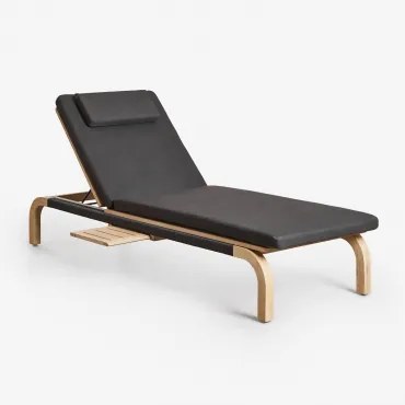 Leżak Z Drewna Akacjowego W Dubaju Z Poduszką Grafitowa Szarość & Rustykalny Brąz Akacjowy - Sklum