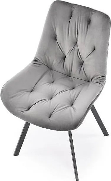 Krzesło tapicerowane K519 VELVET szare obracane