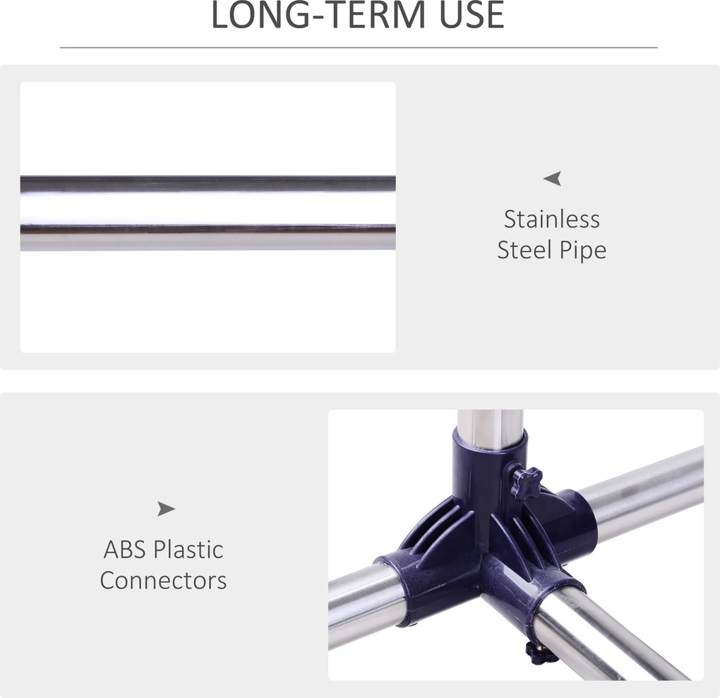 HOMCOM Wieszak na Ubrania na Kółkach Srebrny 86x95x45cm Stabilny i Łatwy w Przechowywaniu | Aosom PL