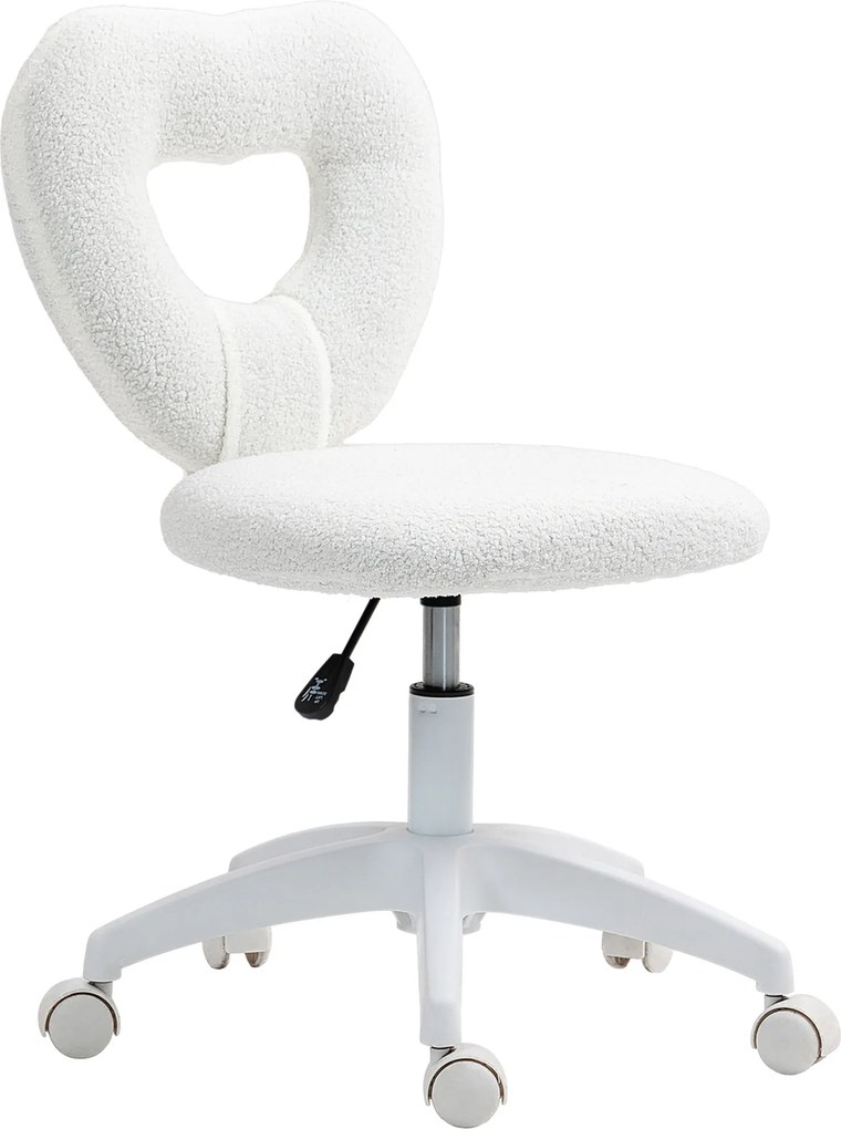 HOMCOM Fotel Biurowy, Sercowate Oparcie, Obity, Biały