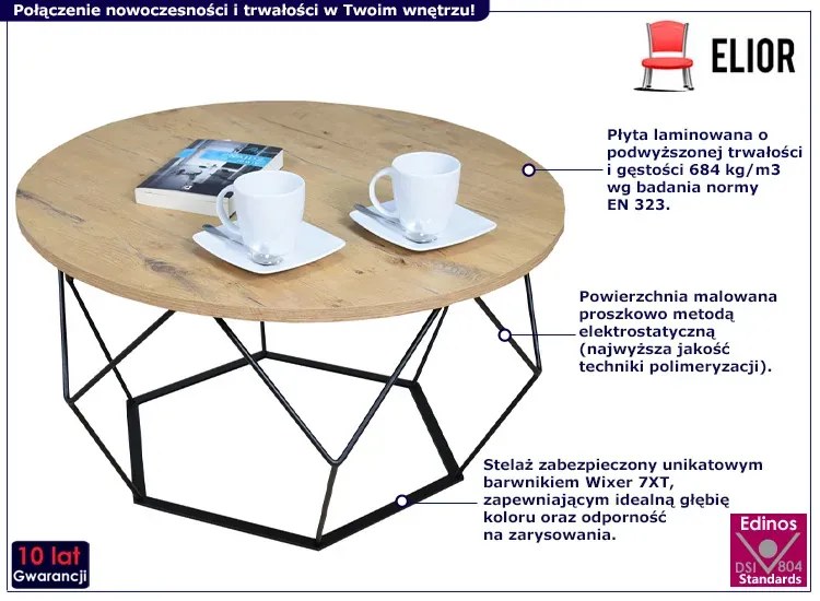 Stolik kawowy w stylu loft dąb lancelot - Liliana 4X