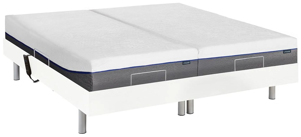 Komplet relaksacyjny całość z płytek+pamięć kształtu ciała HESIODE III marki YSMÉE - silniki OKIN - biały - 2 x 80 x 200 cm