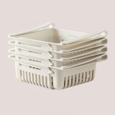 Zestaw 4 Organizerów Do Lodówki Z Polipropylenu Denis Biała - Sklum