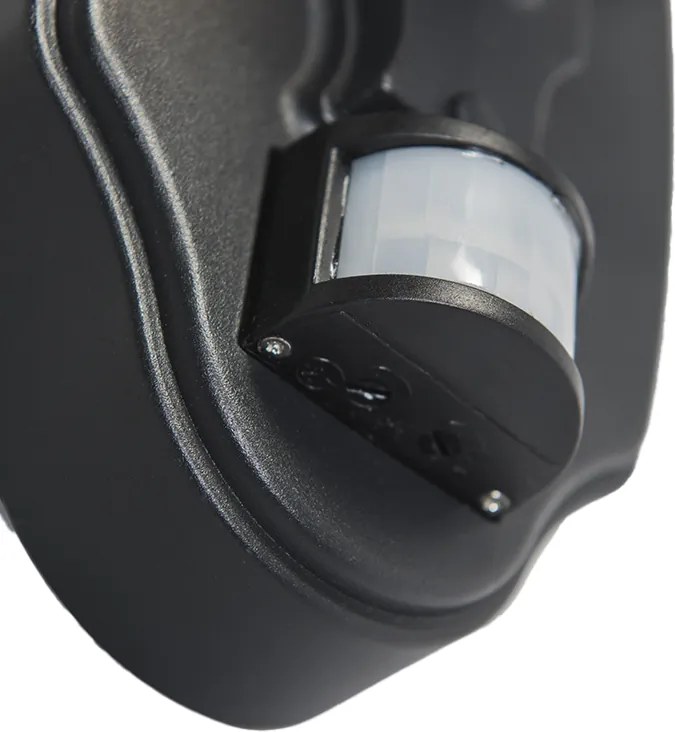 Lampion zewnętrzny ścienny czarny z czujnikiem ruchu IP44 - New Orleans up