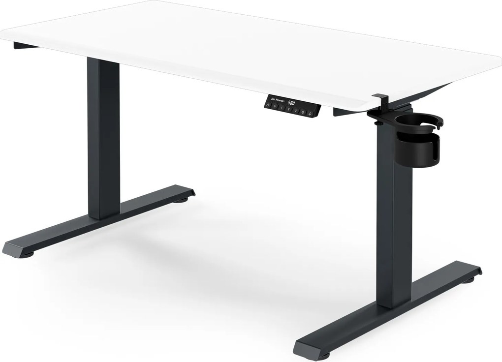 Biurko elektryczne z regulacją wysokości ergonomiczne antracytowo-białe, 1200x600 mm: ARIA