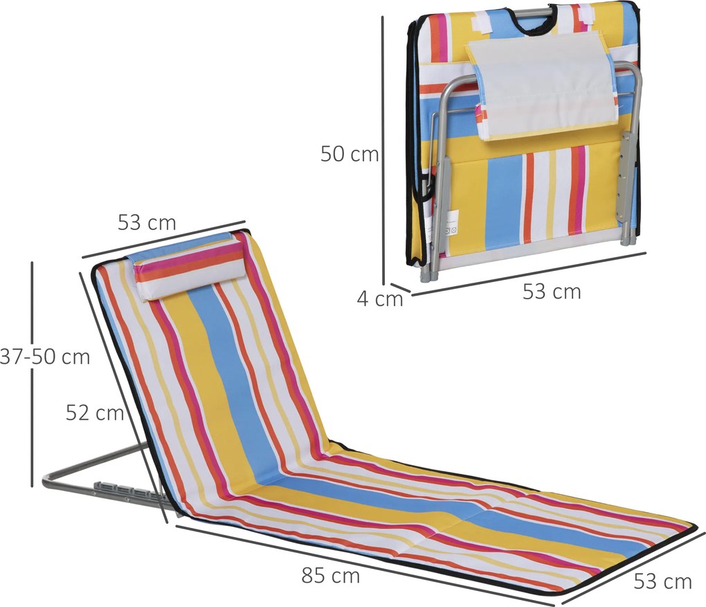 Outsunny Zestaw 2 mat plażowych, regulowane, składane, 124D x 53S x 37-50W cm, Wielobarwne