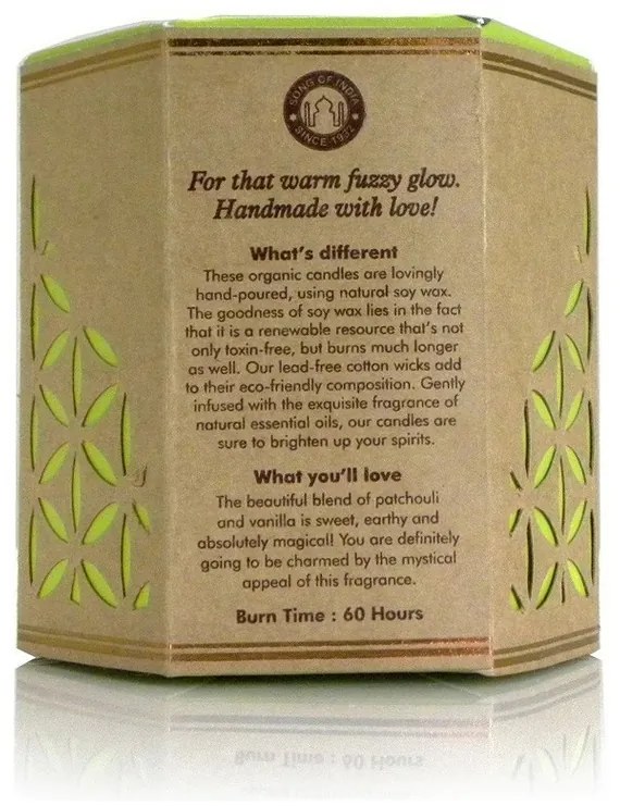 Naturalna sojowa świeca zapachowa Patchouli Vanilla 200 g w bursztynowym szkle