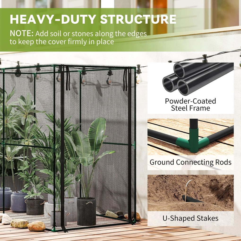 Outsunny Klatka na owoce, siatka ochronna z drzwiami na zamek błyskawiczny, ochrona przed ptakami, owadami i małymi zwierzętami, czarna | Aosom PL