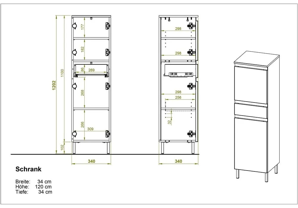 Biała wysoka szafka łazienkowa w dekorze dębu 34x120 cm Torrance – Germania