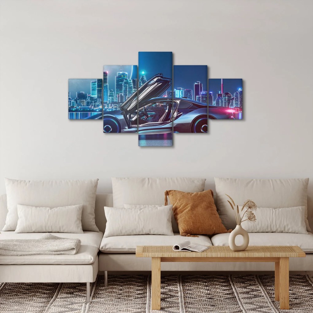 Obraz samochodu wyścigowego w nocy (125x70 cm)